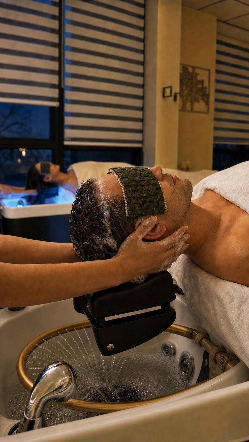Masaje y lavado capilar durante la Experiencia Esencial en Pure Spa
